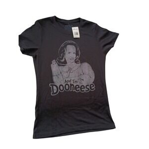 SNL Dooneese Kristen Wiig NBC Studios Graphic Tee Black 100% Cotton NWT Size M